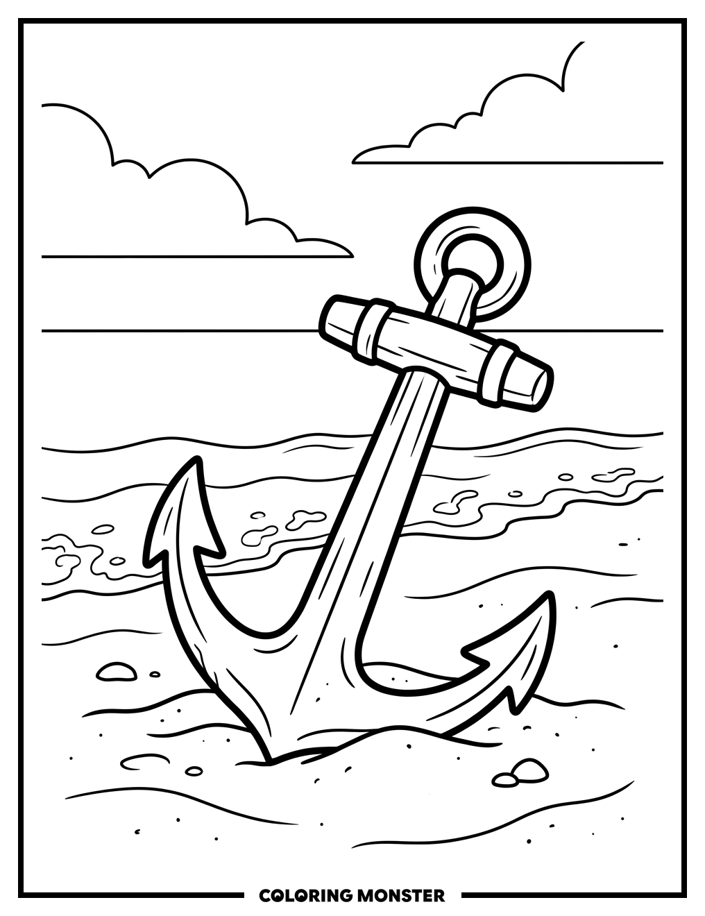 Beach Anchor in Sand Coloring Page