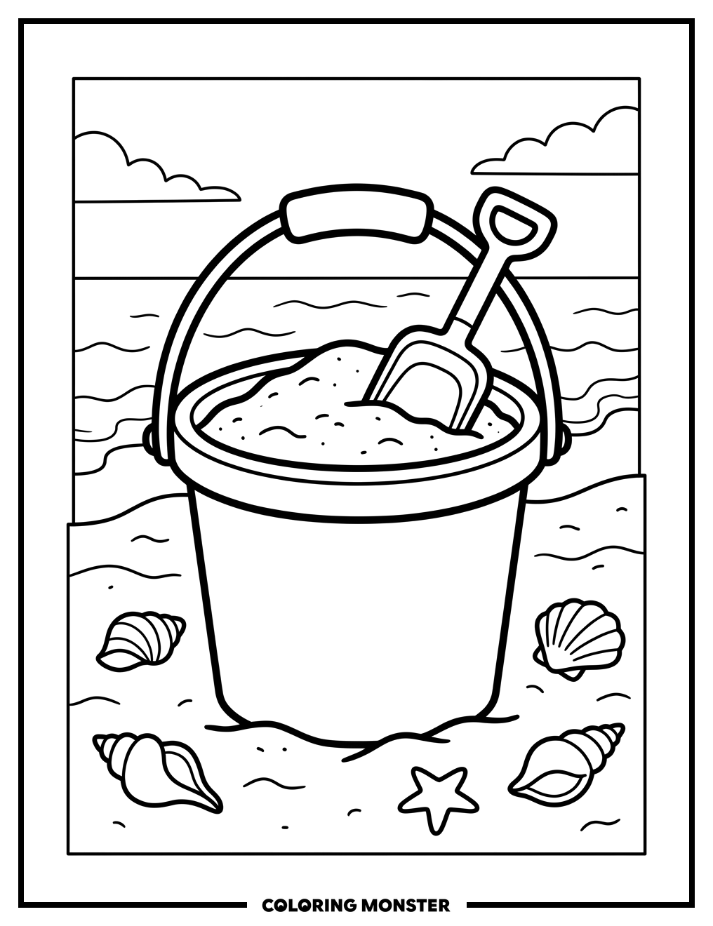 Beach Bucket and Pail Coloring Page