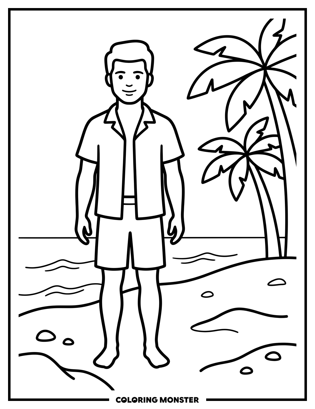Beach Ken Doll Coloring Page
