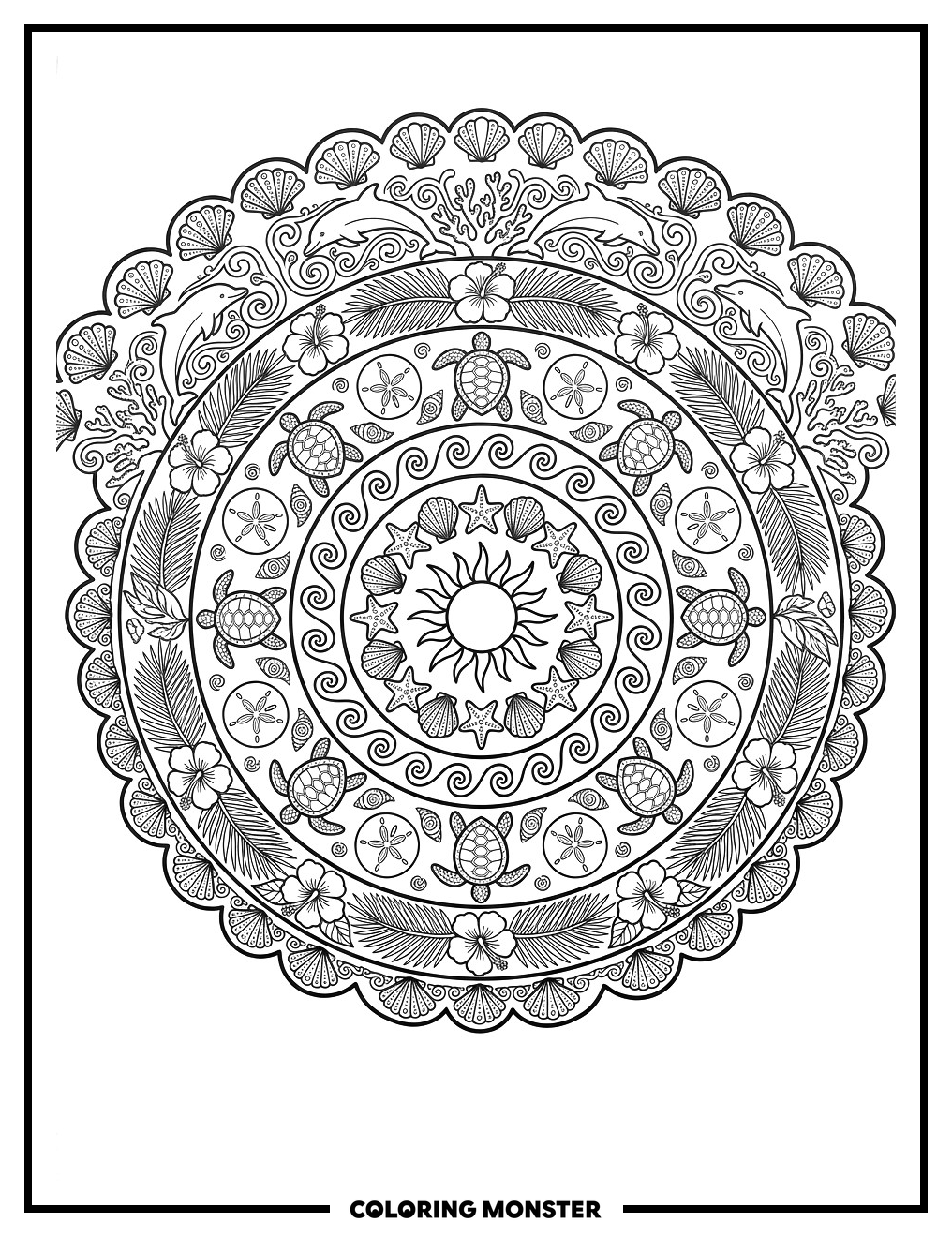 Beach Mandala Coloring Page