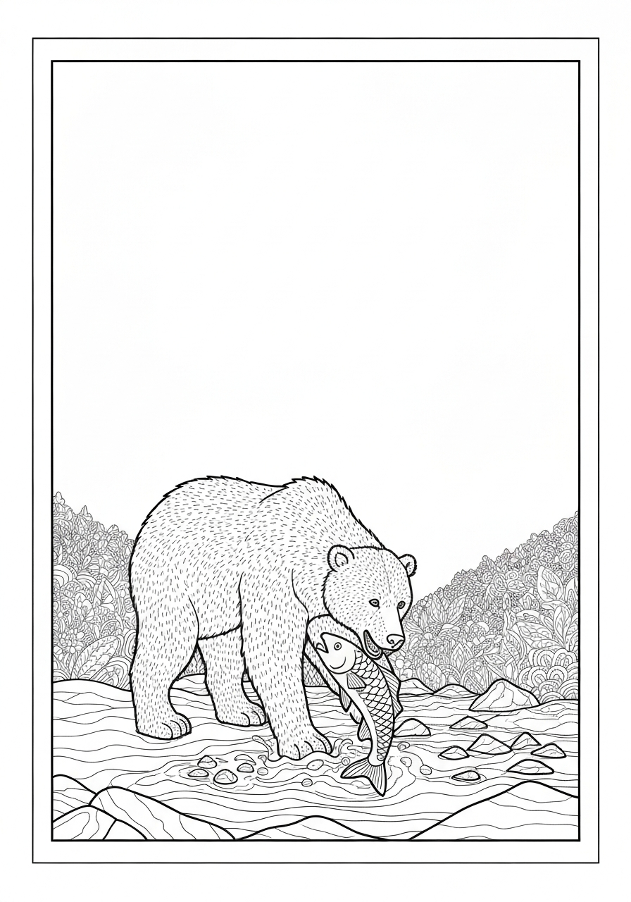 Bear Catching Fish In A River