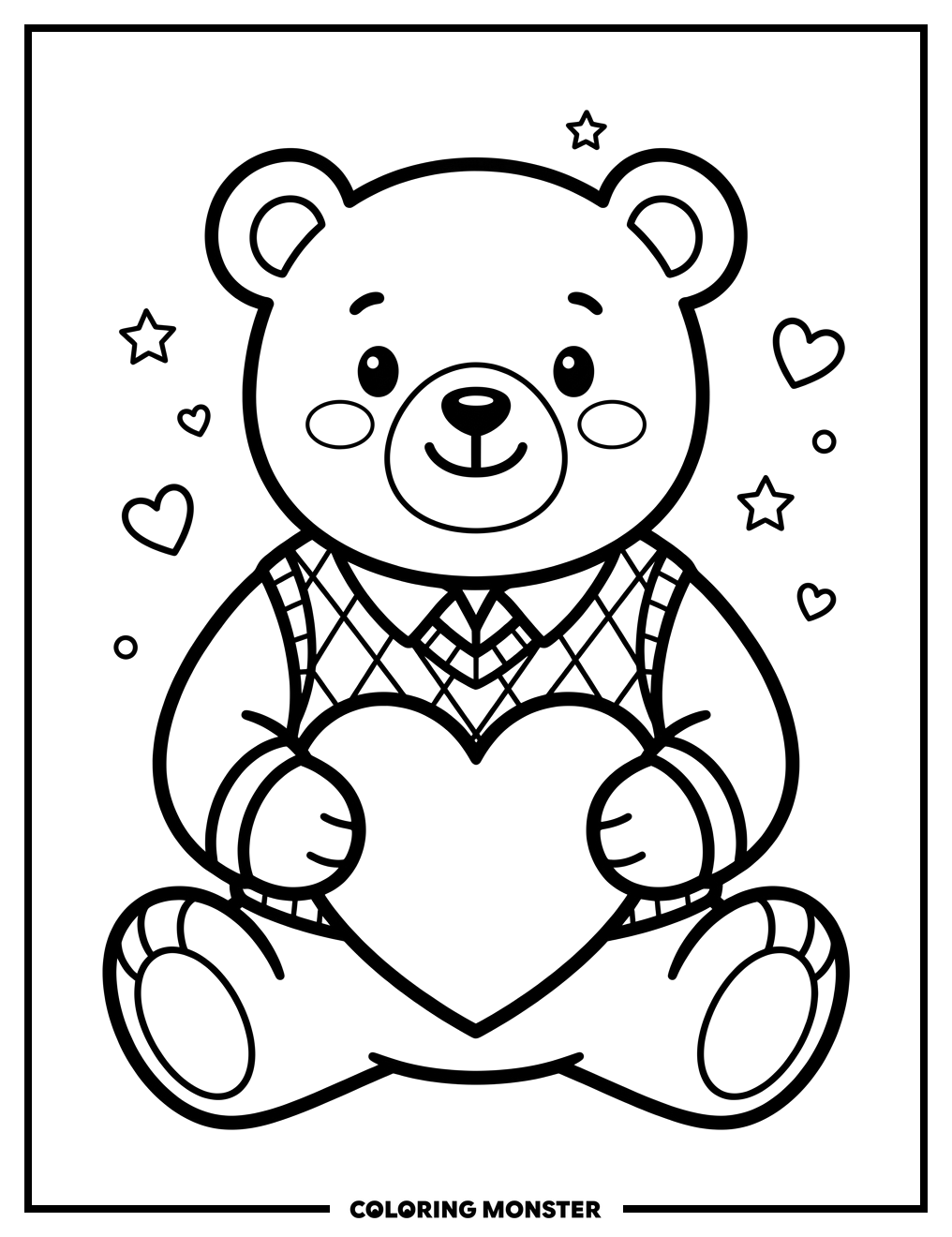 Bear Holding a Heart Coloring Page