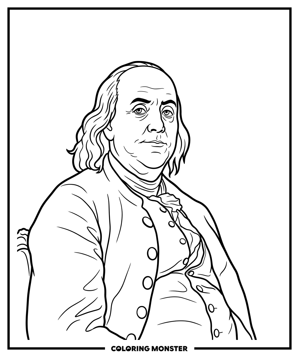 Benjamin Franklin Portrait Coloring Page