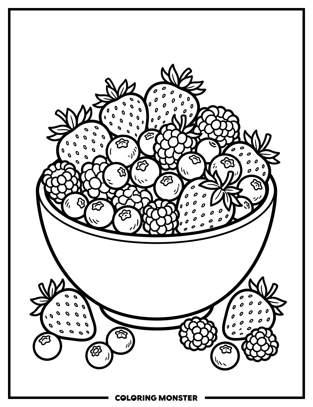 Berry Bowl Coloring Page