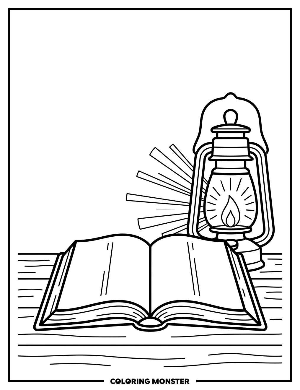 Bible and Lantern Coloring Page