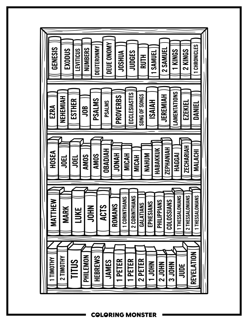 Bible Bookshelf Coloring Page