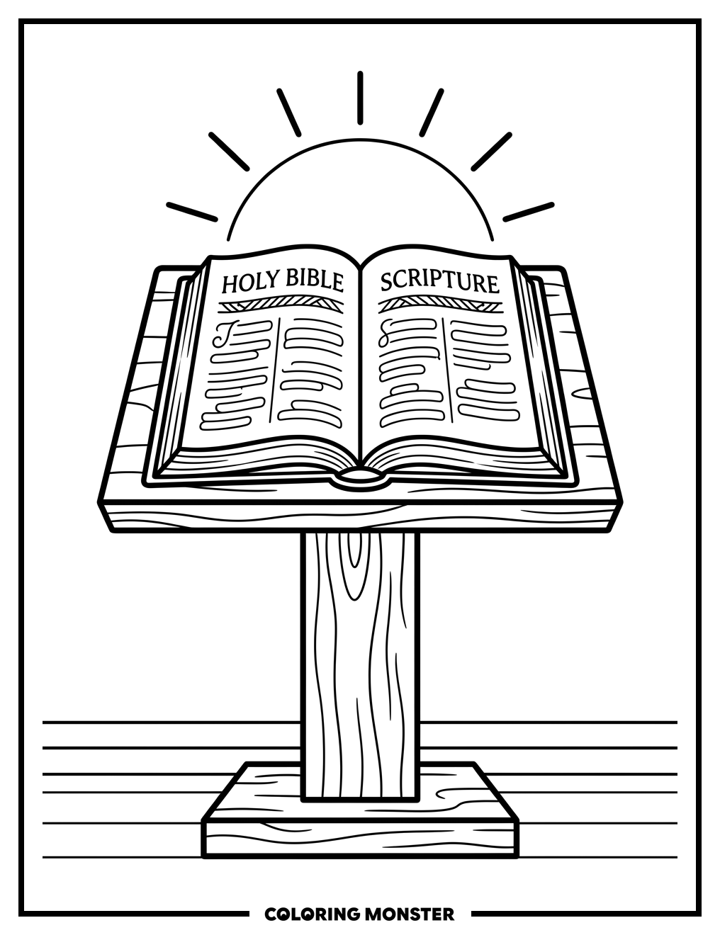 Bible on a Lectern Coloring Page
