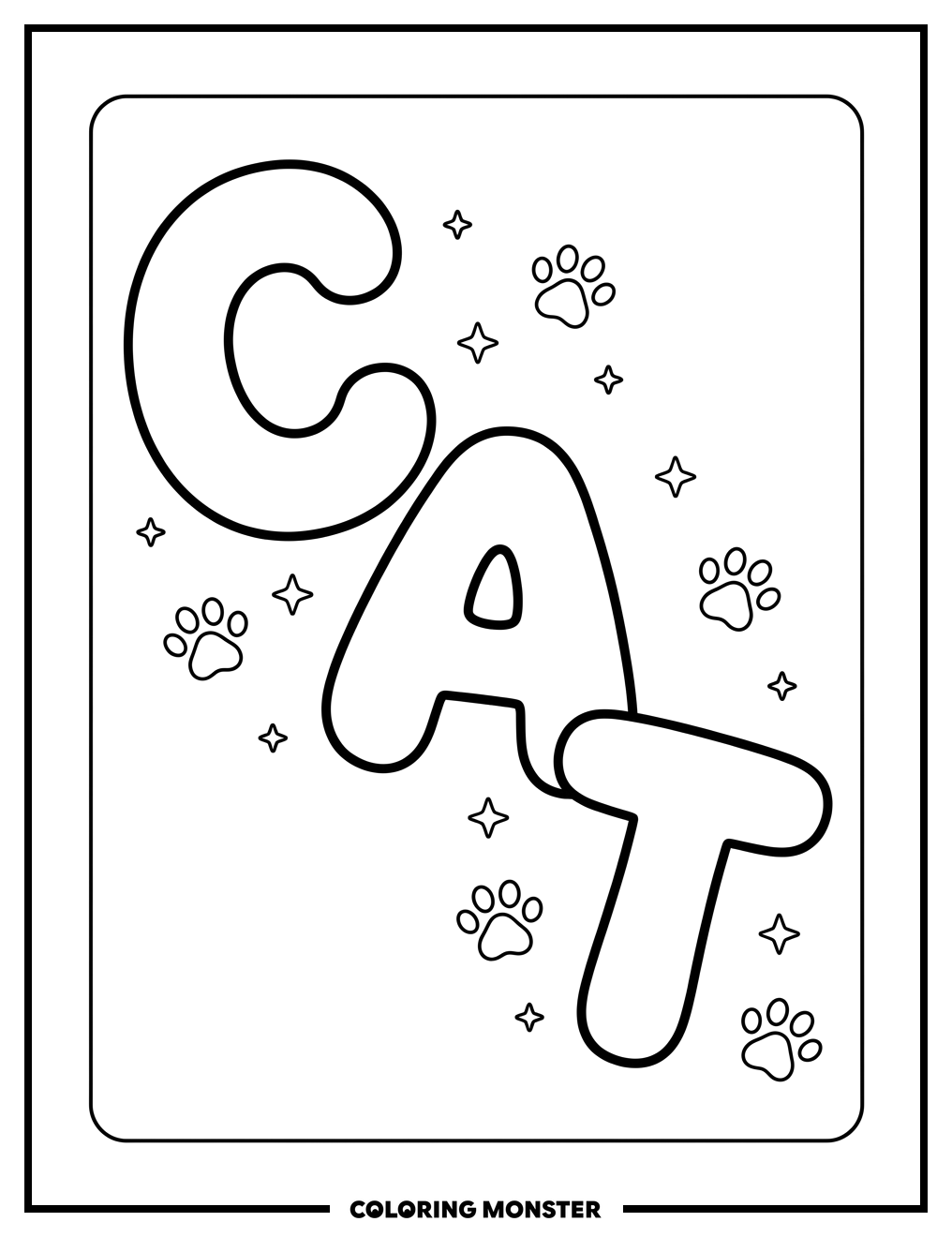 Big Bubble Letters Spell 'CAT' Coloring Page