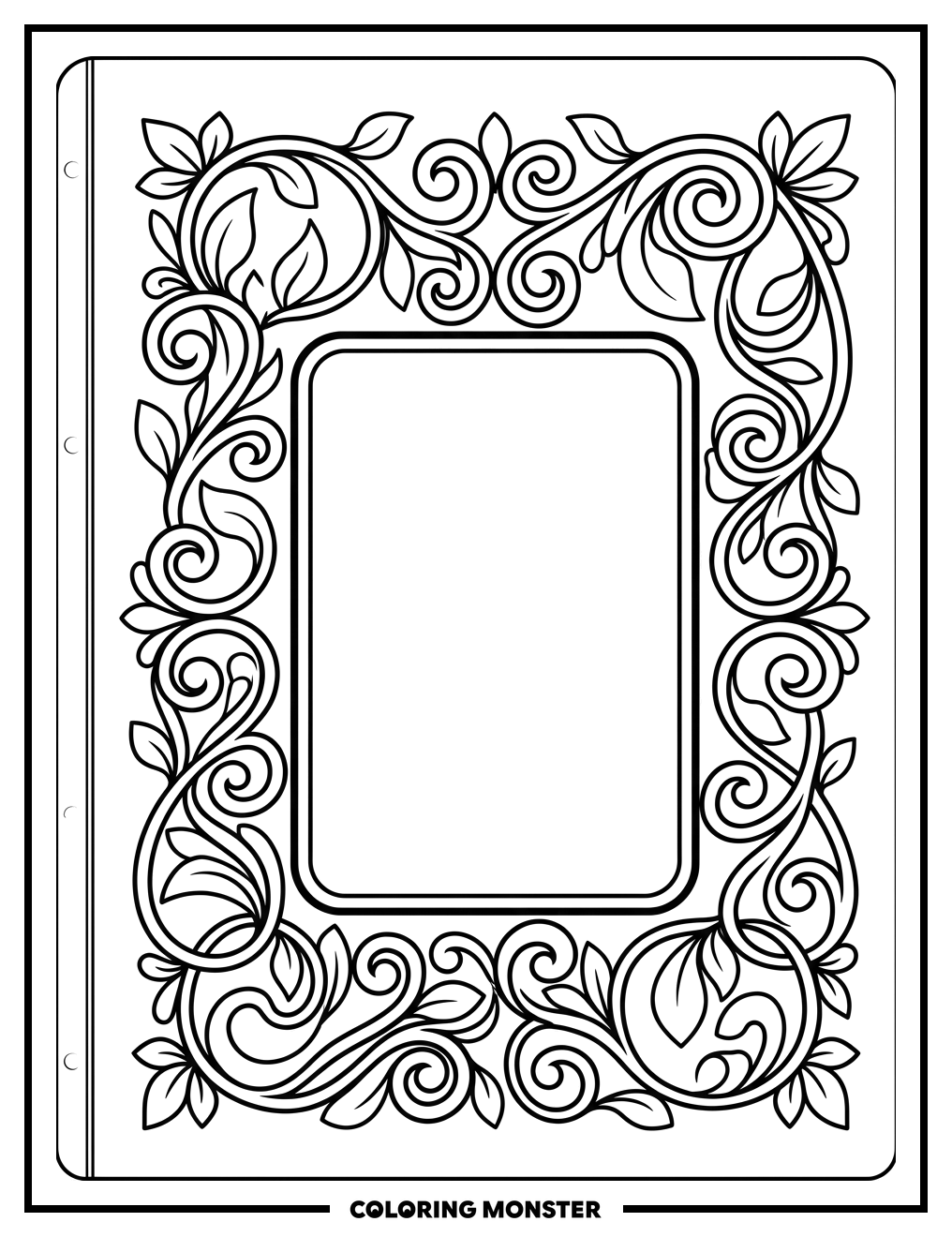 Binder Cover With Swirling Border Coloring Page