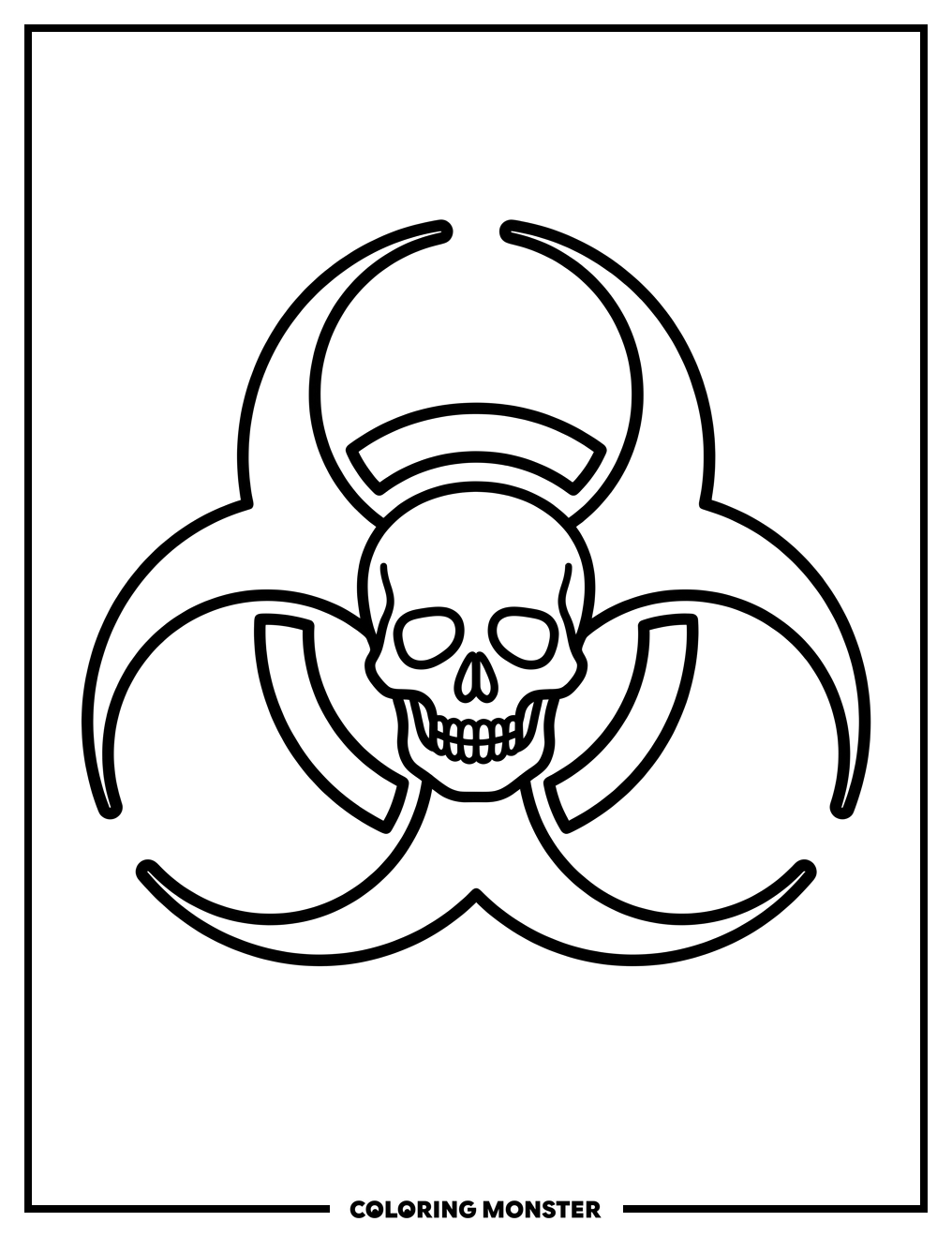 Biohazard Skull Symbol Coloring Page