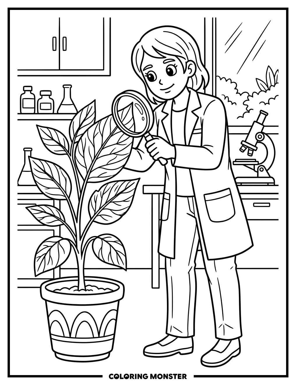 Biologist Examining a Leaf