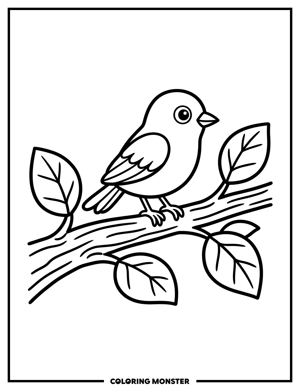 Bird on a Tree Branch Coloring Page