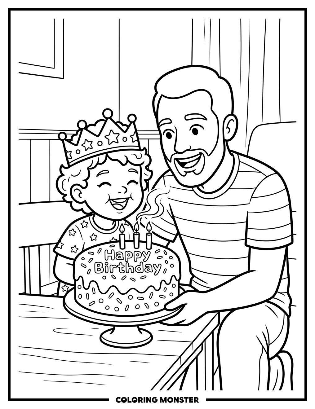 Birthday Cake Celebration Coloring Page