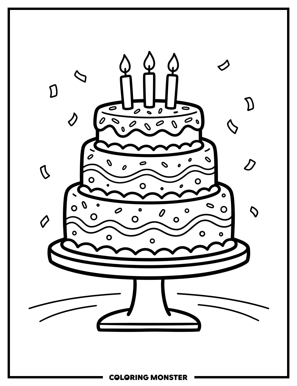 Birthday Cake With Candles Coloring Page