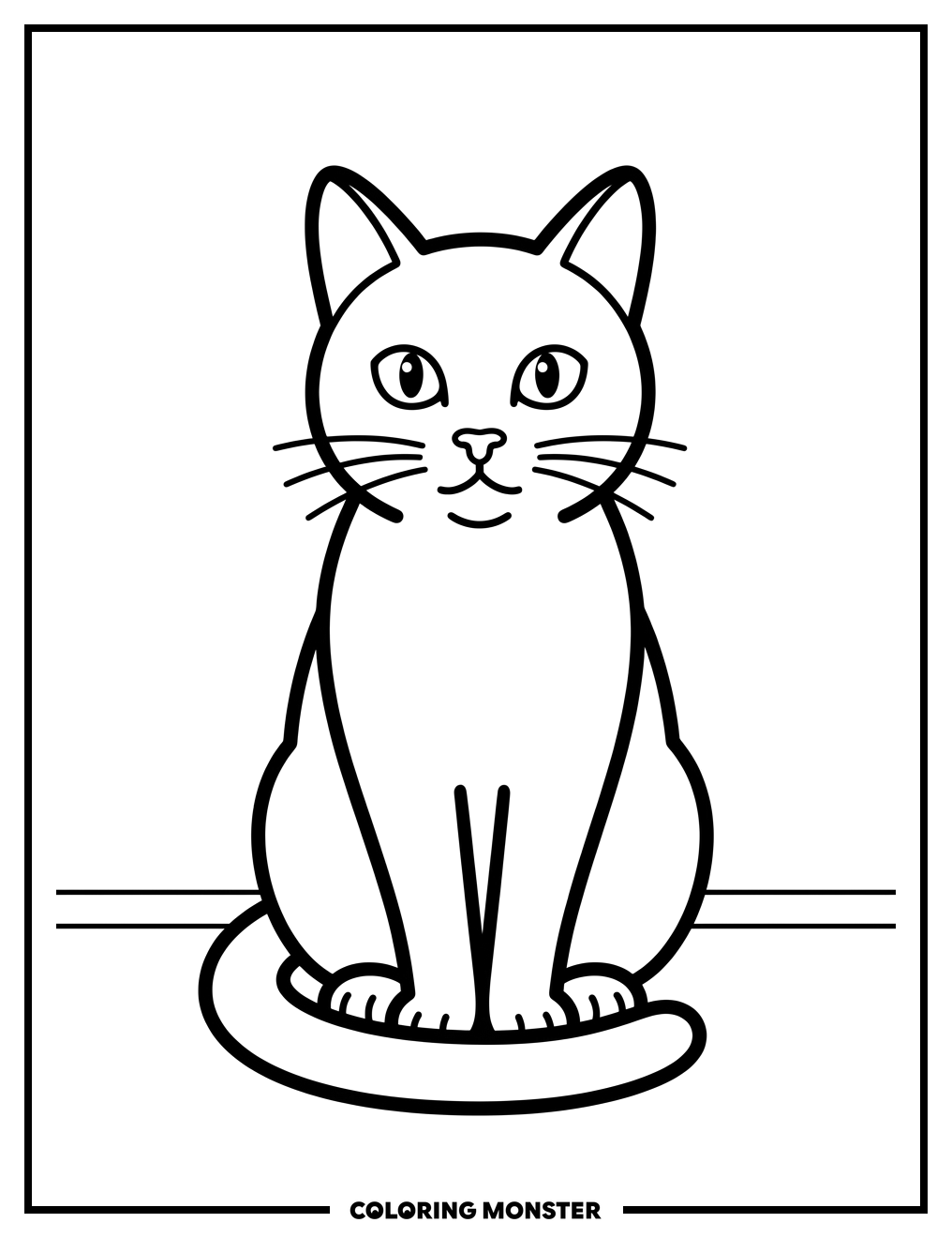 Black Cat Sitting Coloring Page