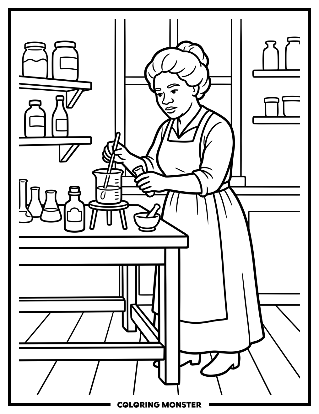 Black Inventor in Workshop Coloring Page