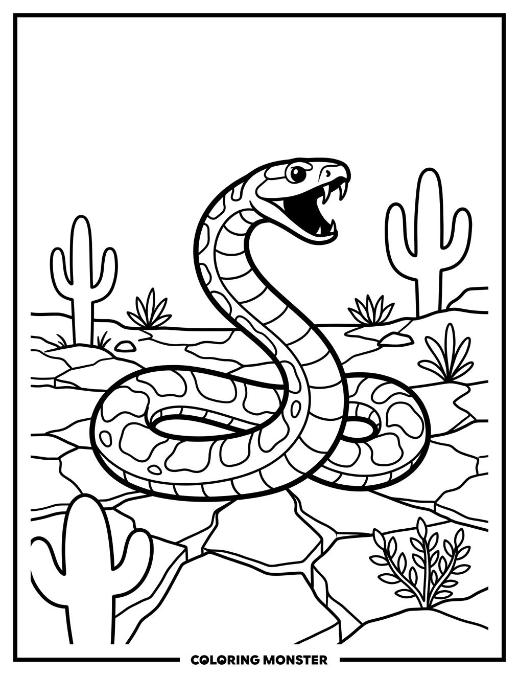 Black Mamba Snake Coiled Coloring Page