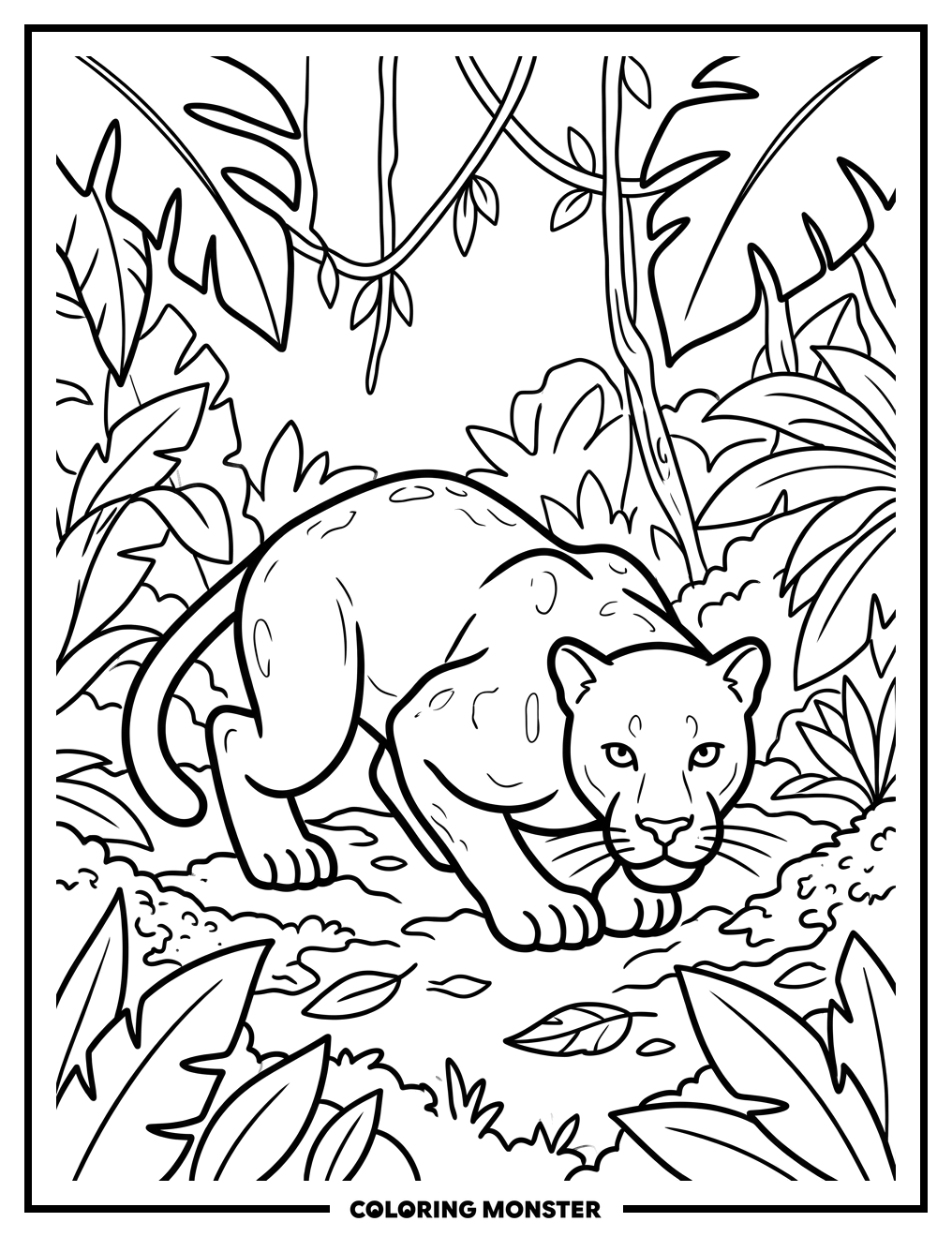 Black Panther in the Jungle Coloring Page
