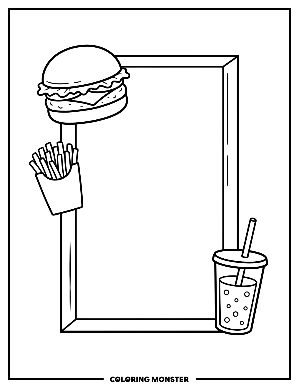 Blank Menu Board With Food Coloring Page