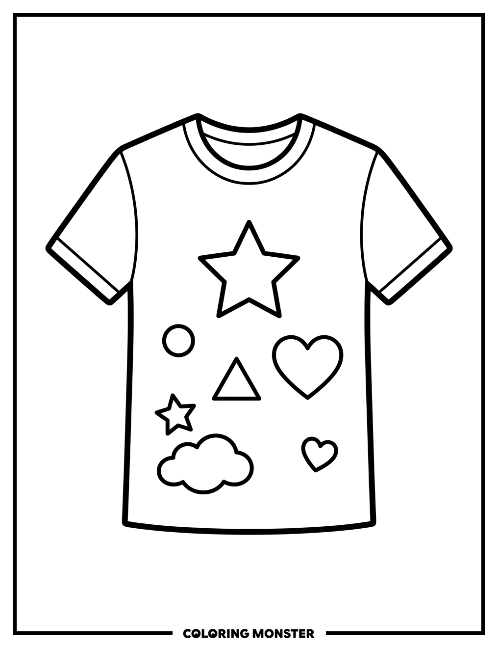 Blank T-Shirt With Shapes Coloring Page