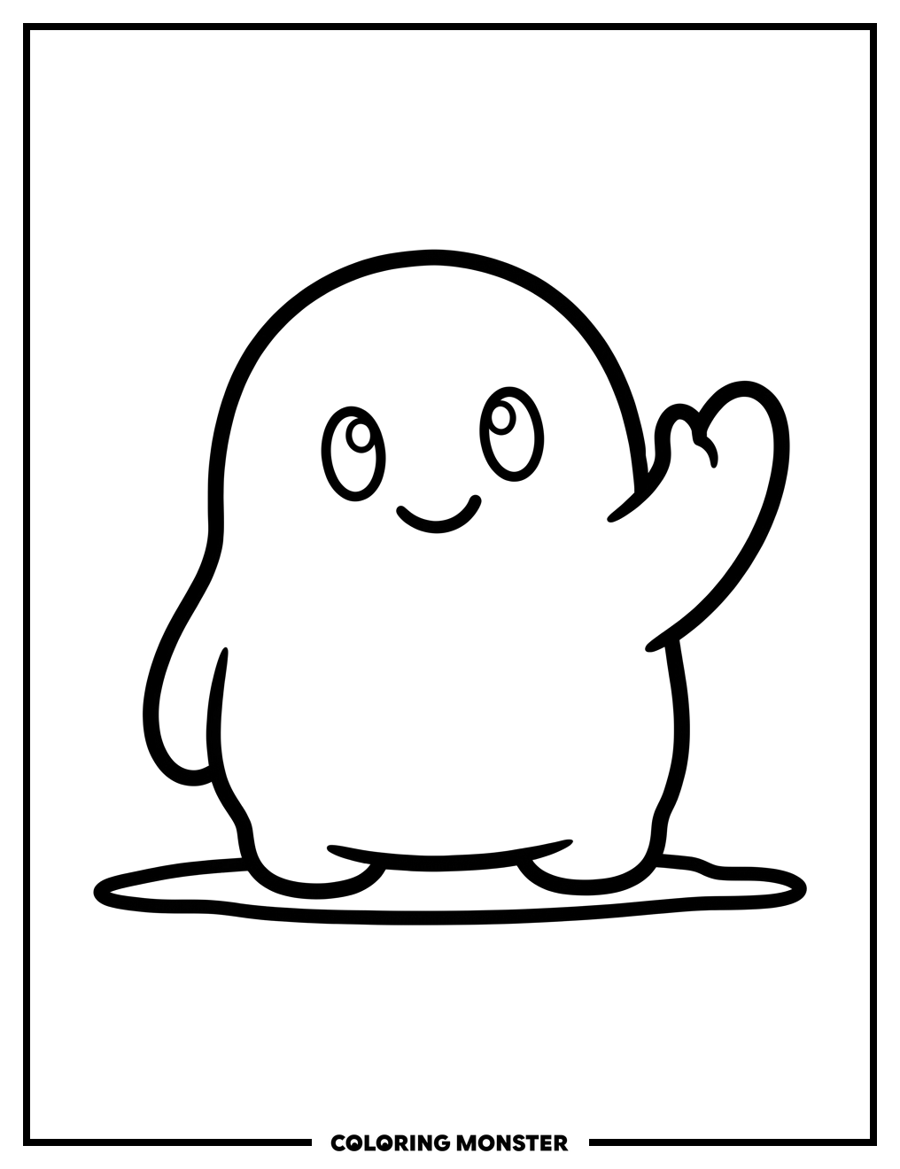 Blob Character Waving Coloring Page