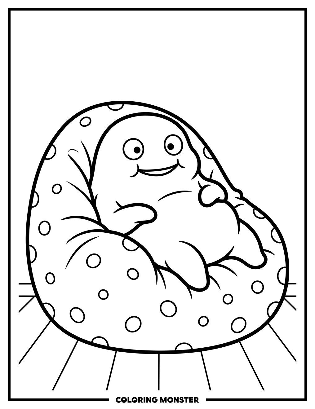 Blob Monster Relaxing In Beanbag Chair Coloring Page