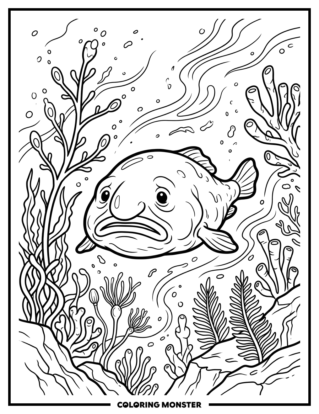 Blobfish in the Deep Sea Coloring Page