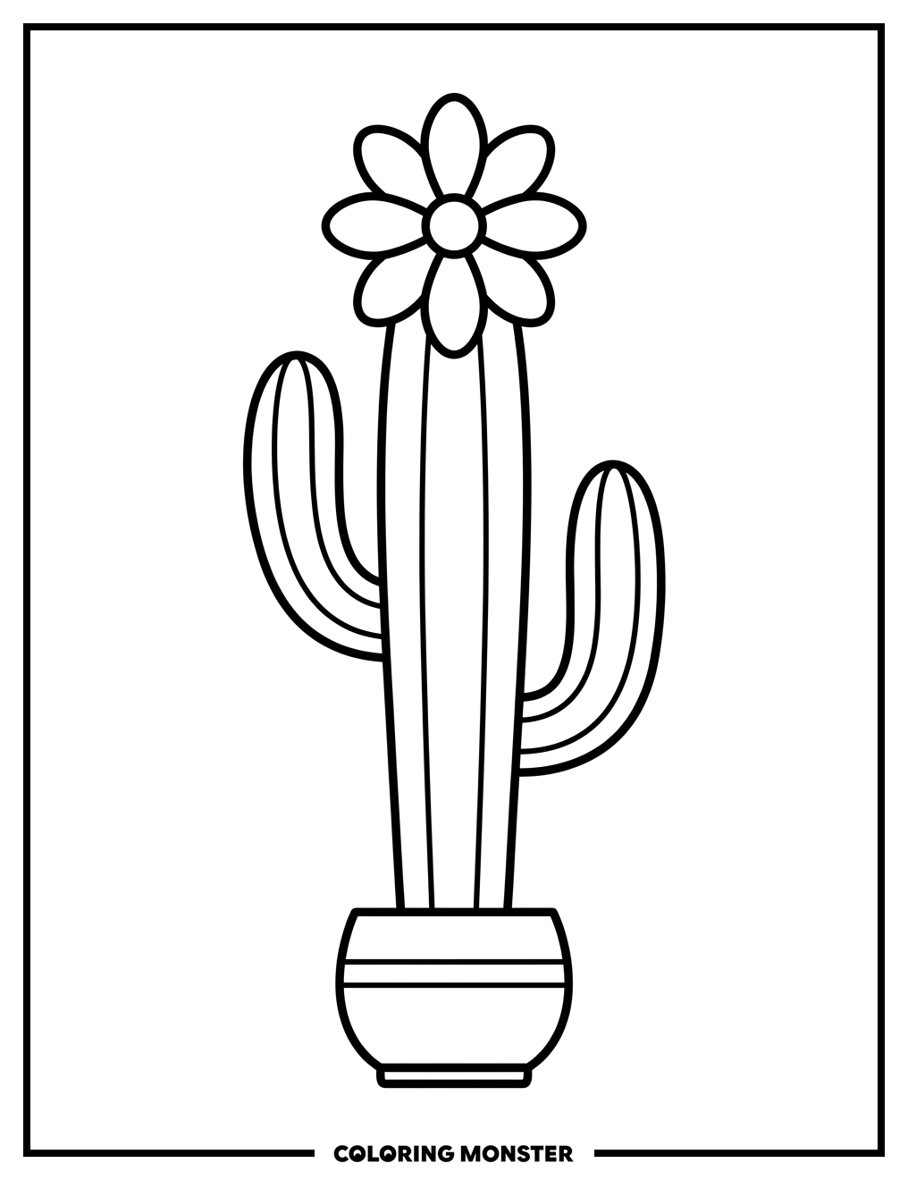Blooming Cactus in Pot Coloring Page