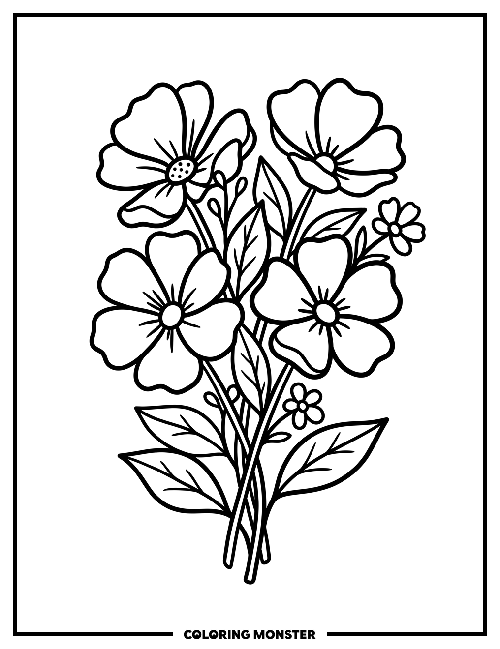 Blooming Flower Cluster Coloring Page