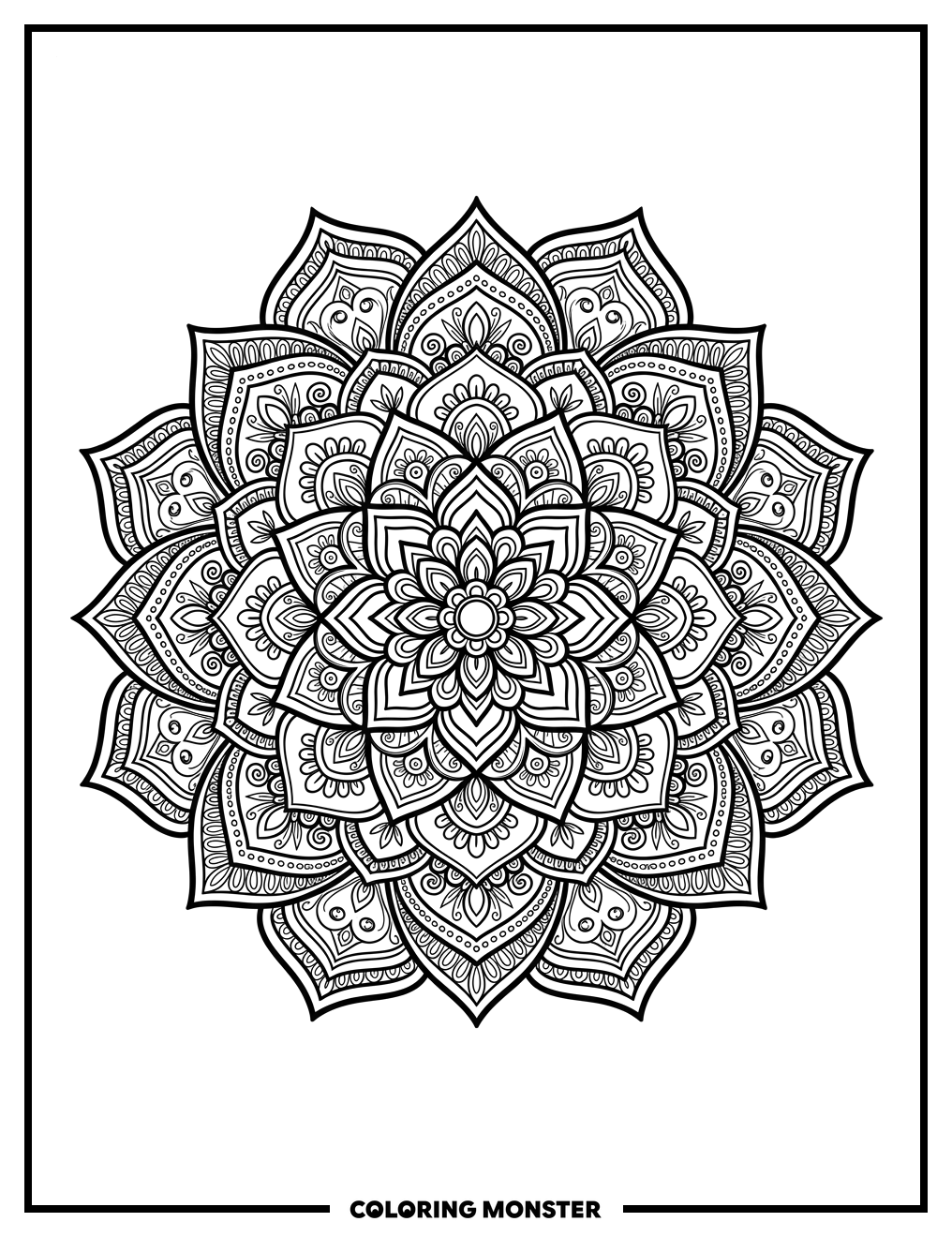 Blooming Flower Mandala Coloring Page