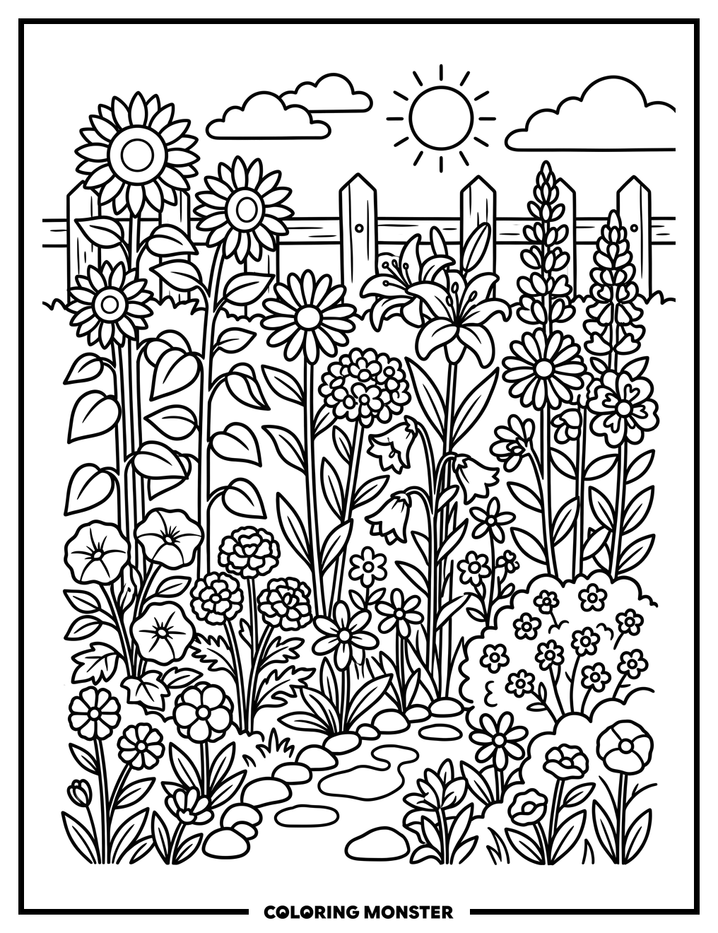 Blooming Garden Patch Coloring Page