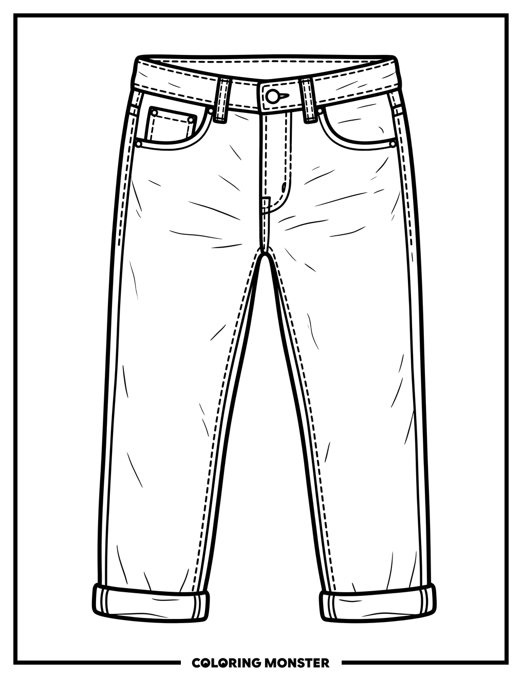 Blue Jeans Lying Flat Coloring Page