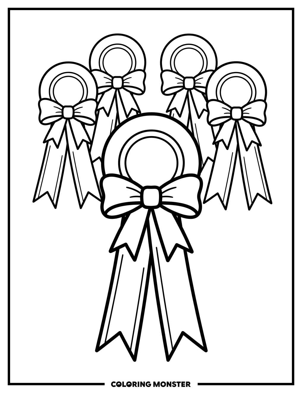 Blue Ribbons For Excellence Coloring Page