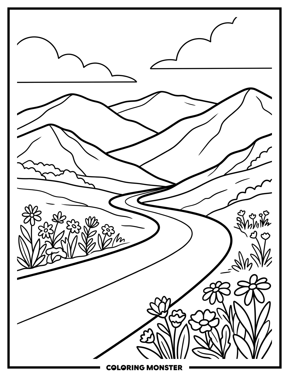 Blue Ridge Parkway Scenic Overlook Coloring Page