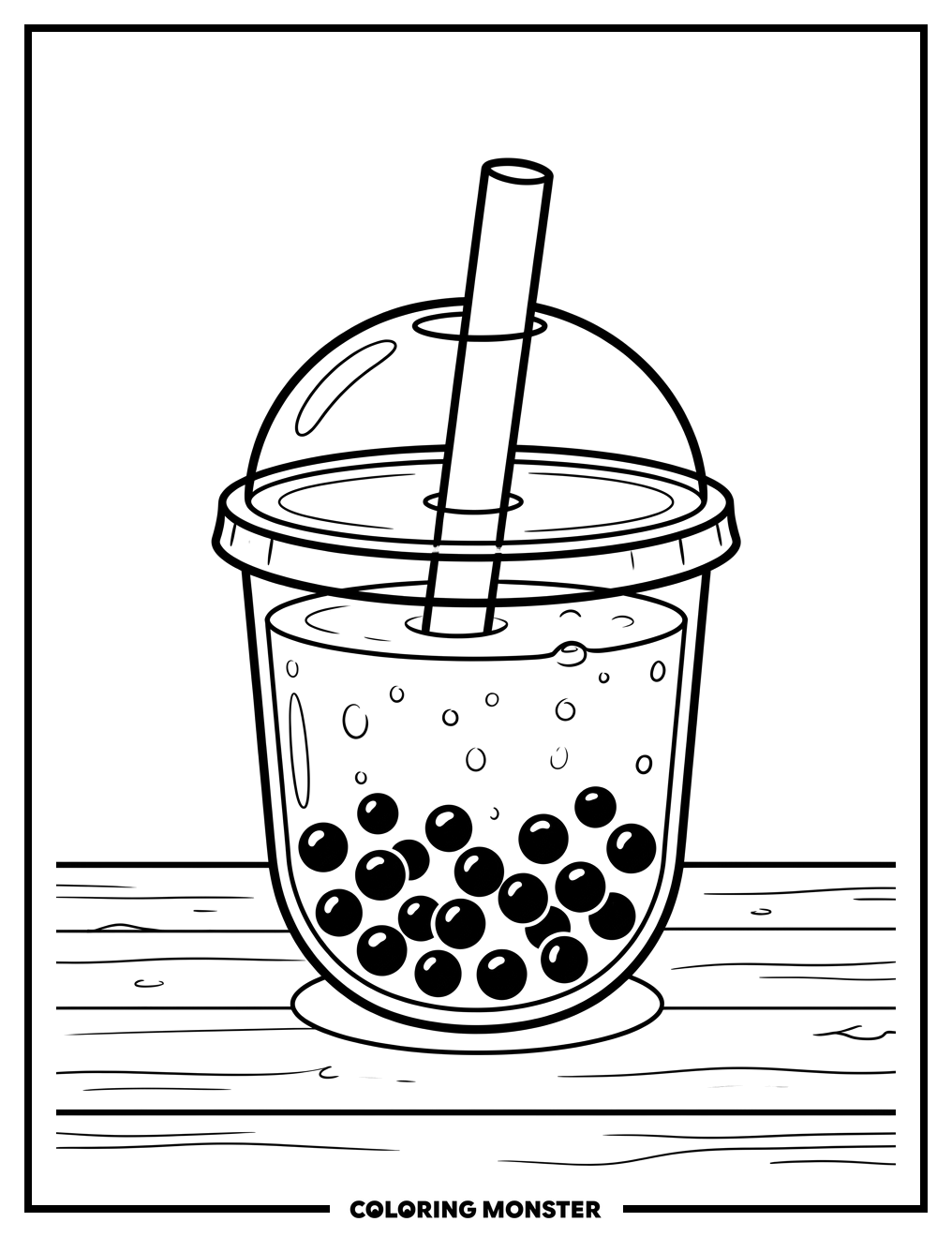 Boba Tea Cup Coloring Page