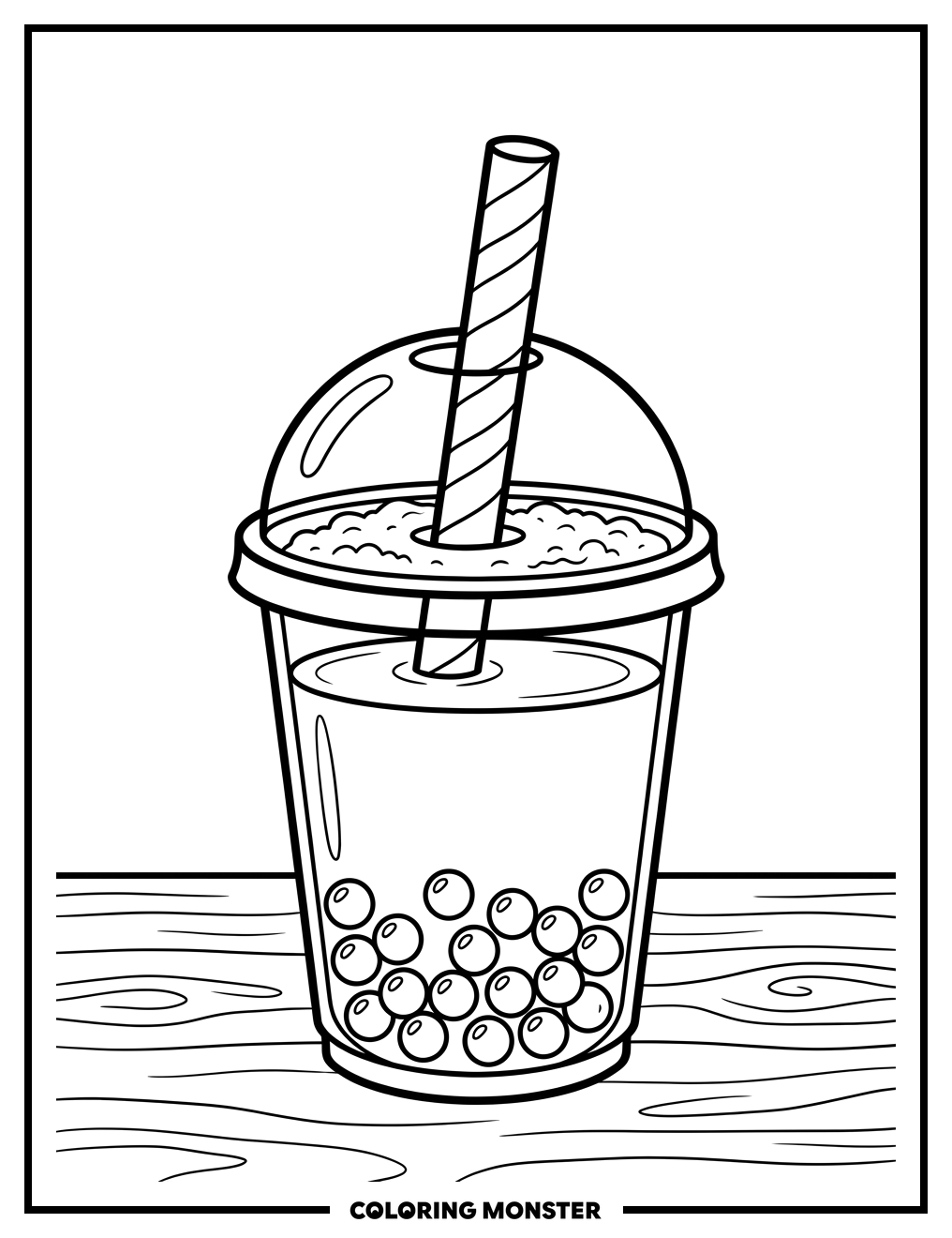 Boba Tea Cup Coloring Page