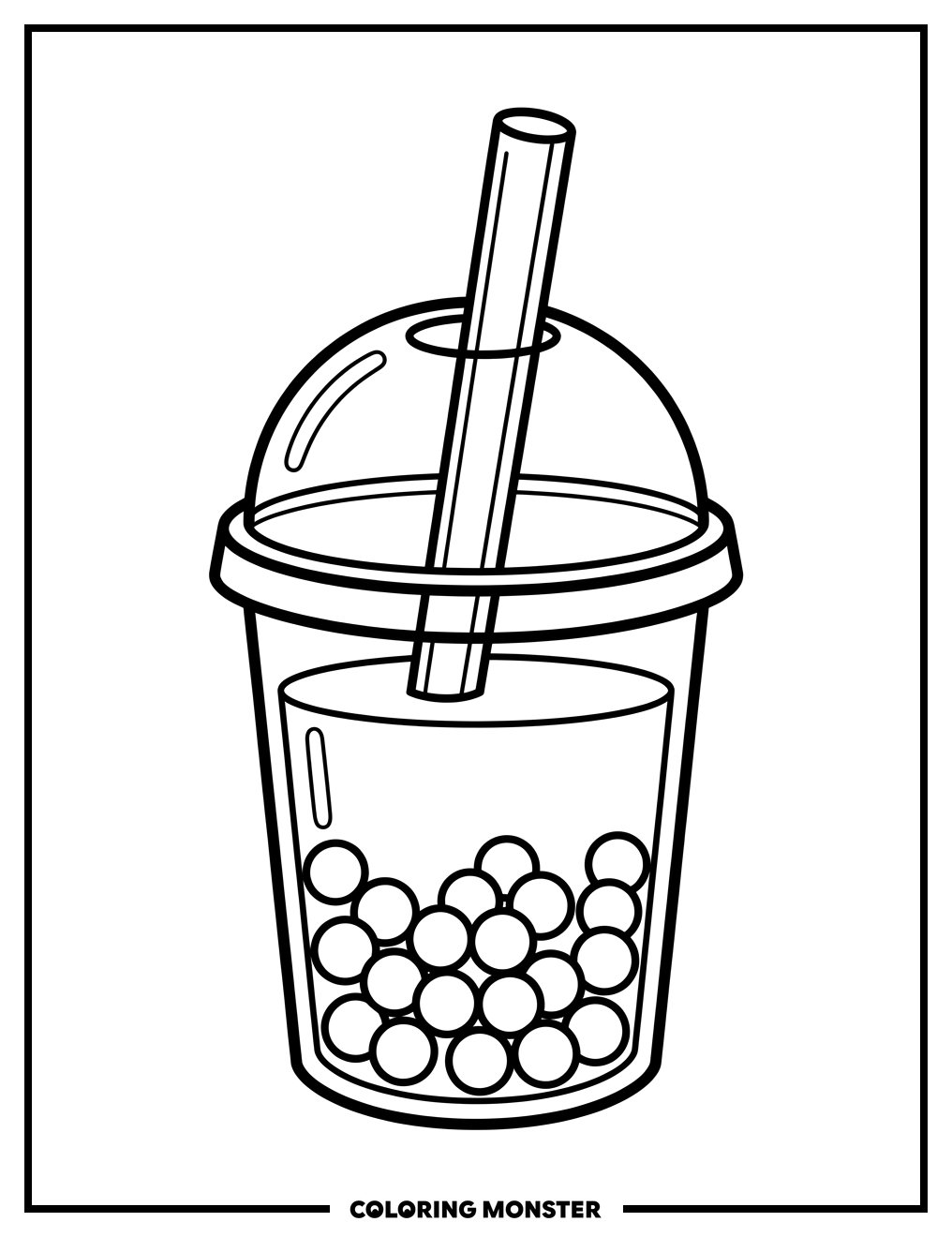 Boba Tea With Tapioca Pearls Coloring Page