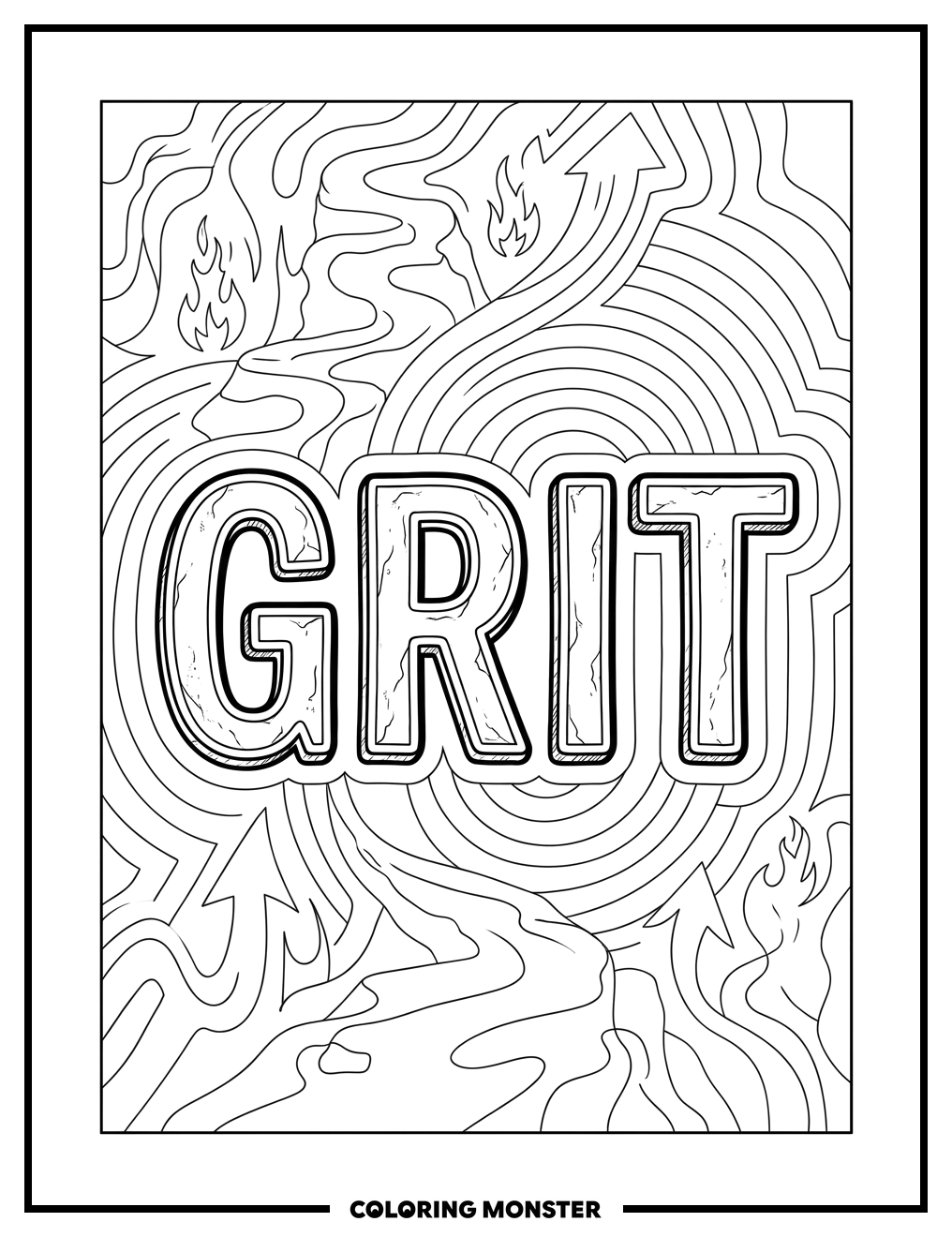 Bold GRIT Word Coloring Page