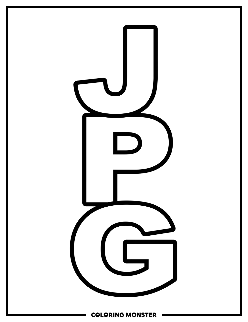 Bold Letters J P G Coloring Page