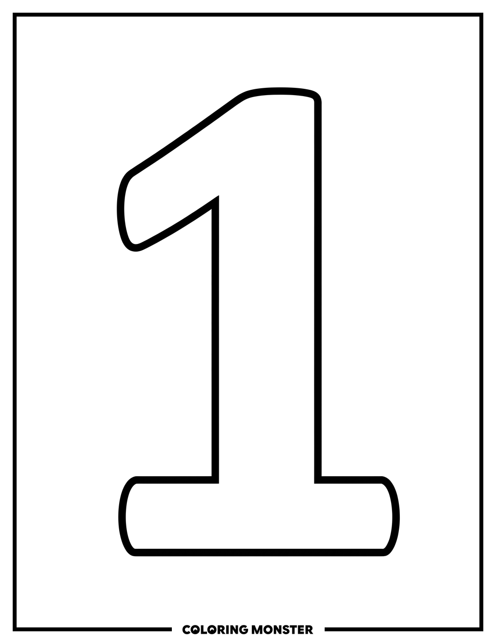 Bold Number One Coloring Page