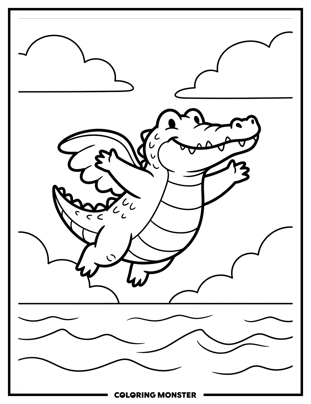 Bombardier Crocodile Soaring Coloring Page