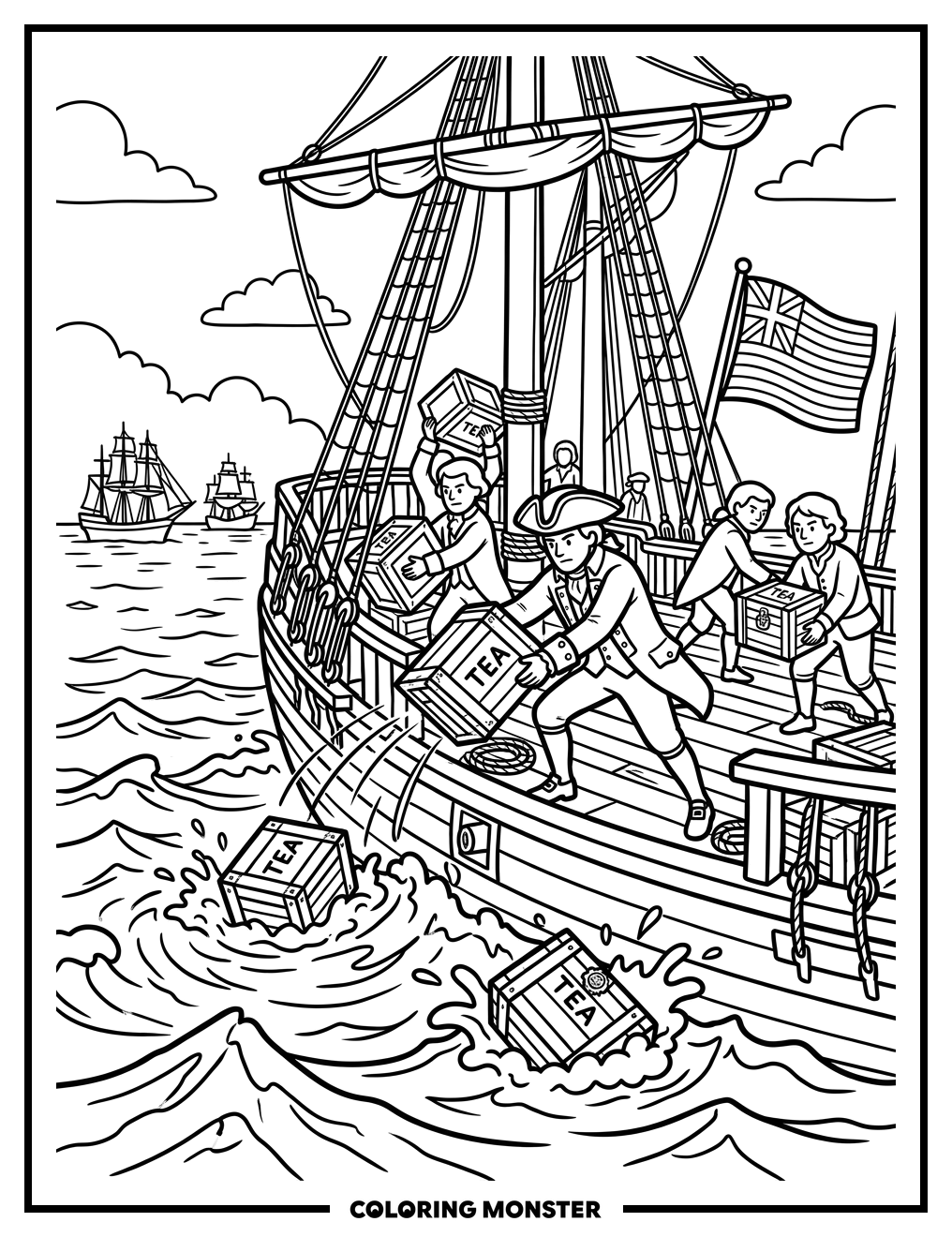 Boston Tea Party Ship Coloring Page