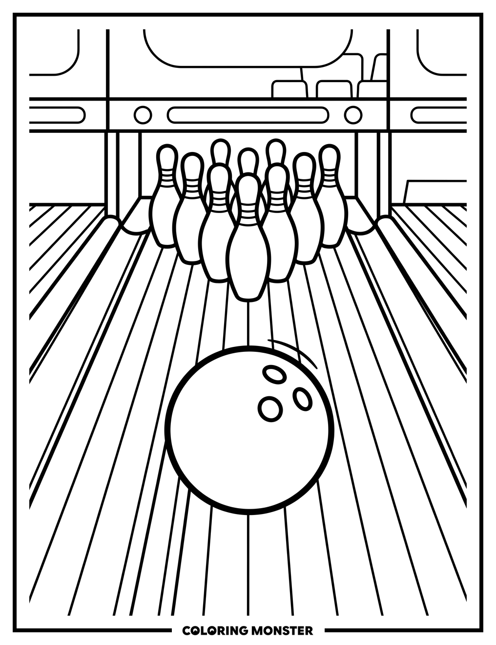 Bowling Pins and Ball Coloring Page