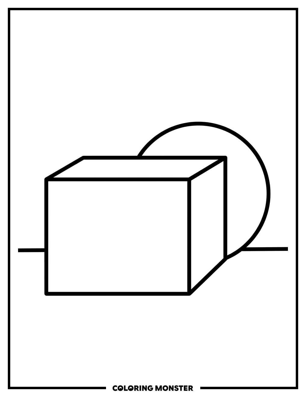 Box and Ball Behind Coloring Page