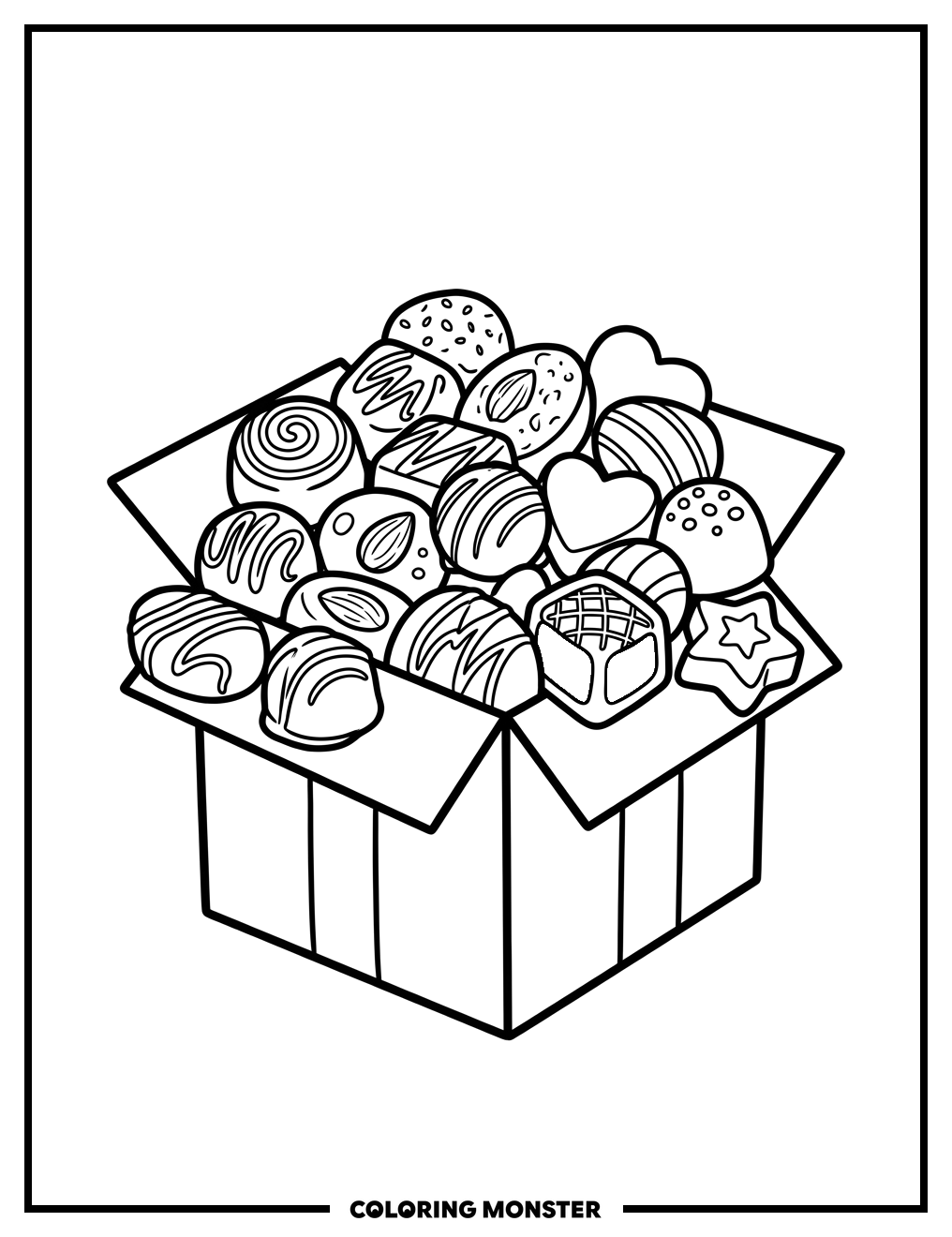 Box Of Assorted Chocolates Coloring Page