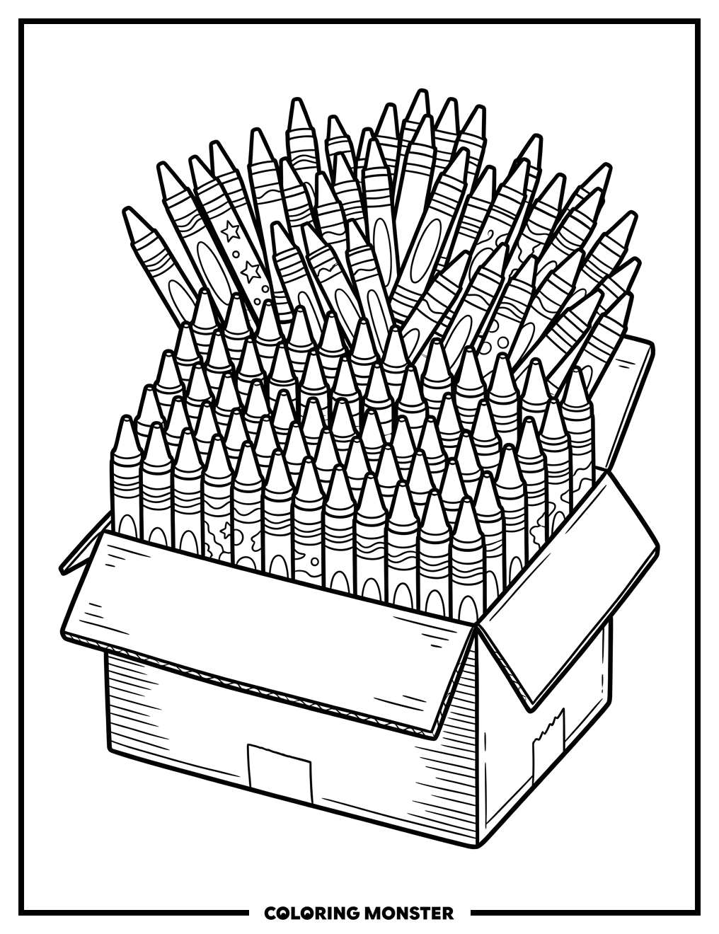 Box of Fresh Crayons Coloring Page