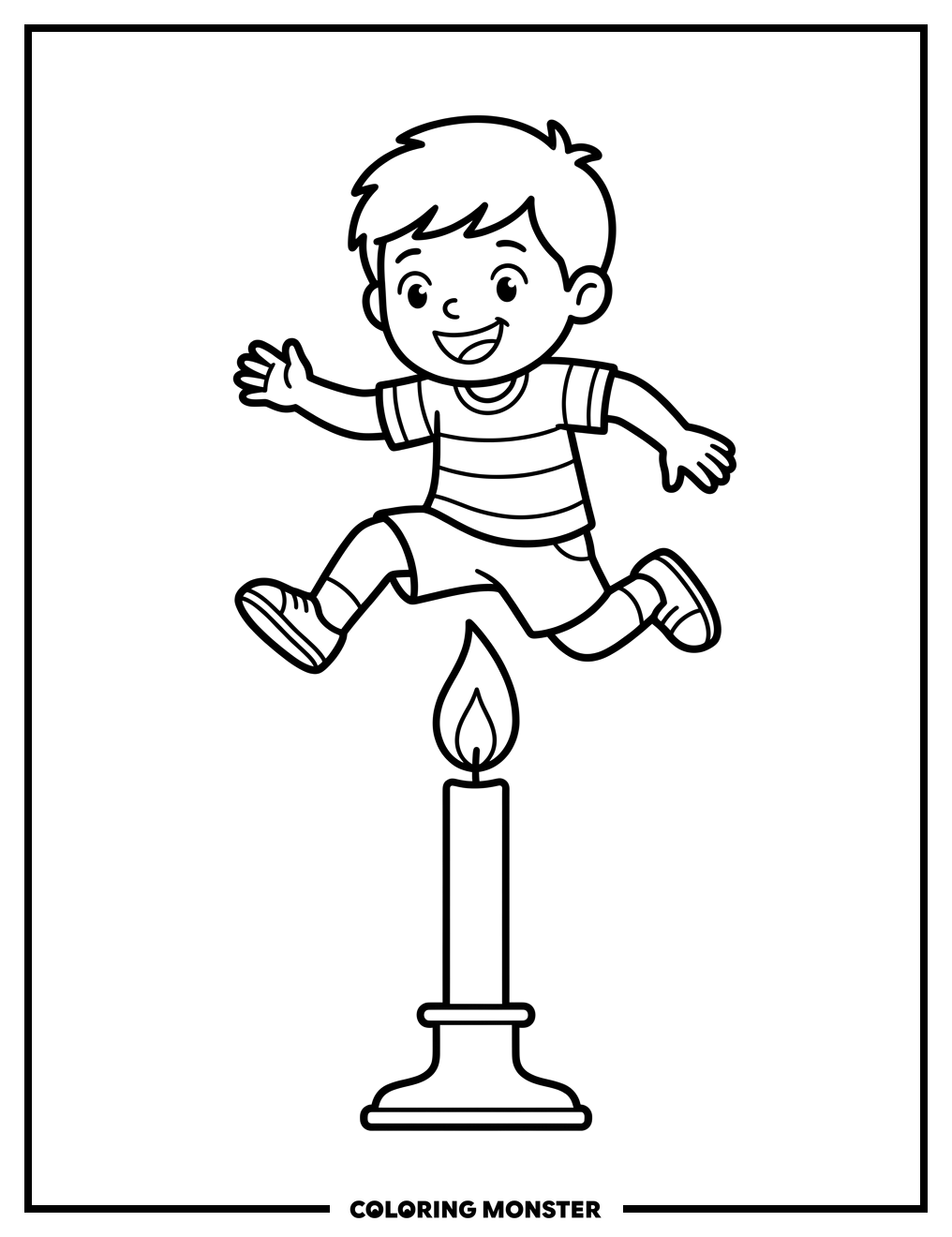 Boy Jumps Over Candlestick Coloring Page