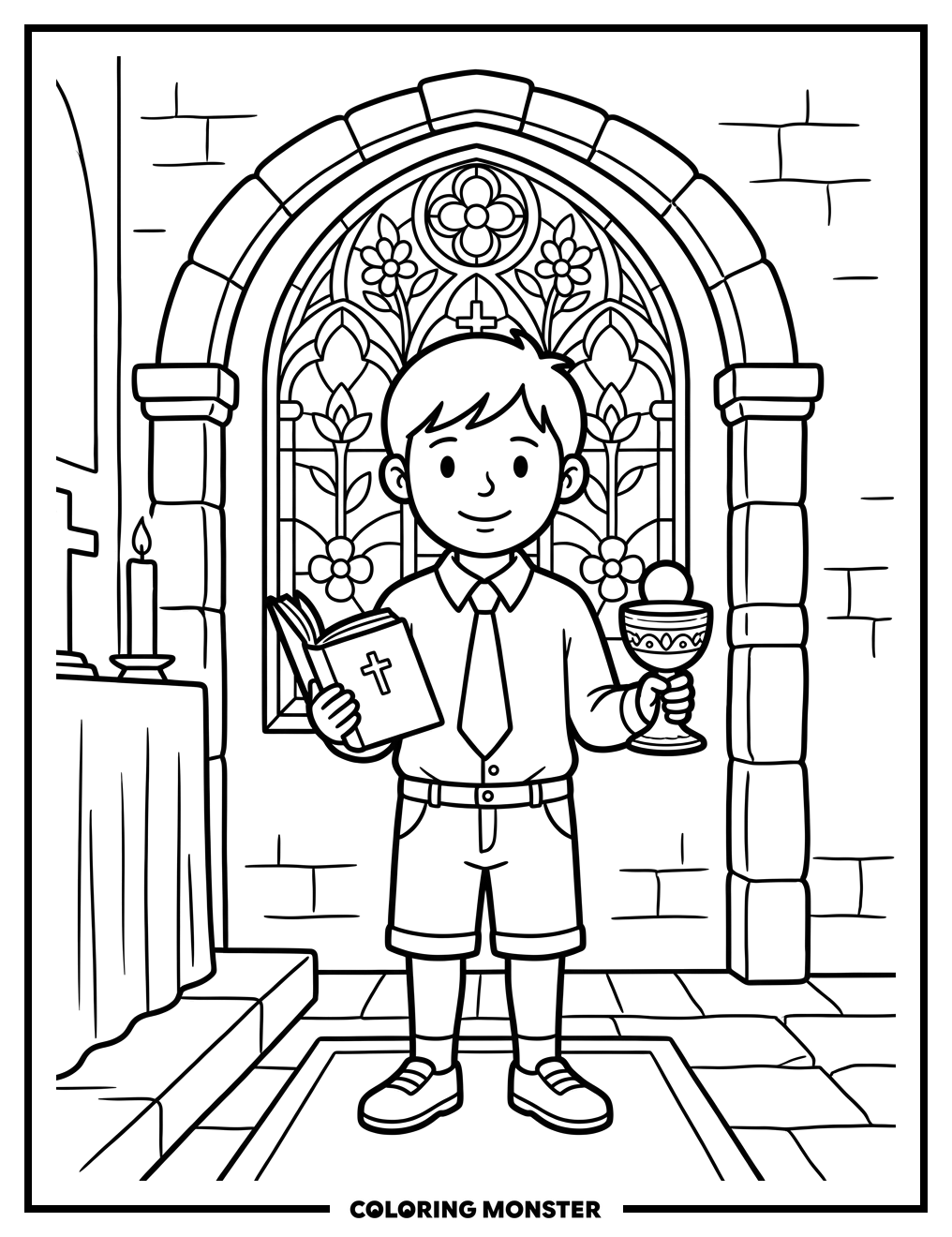 Boy's First Holy Communion Coloring Page