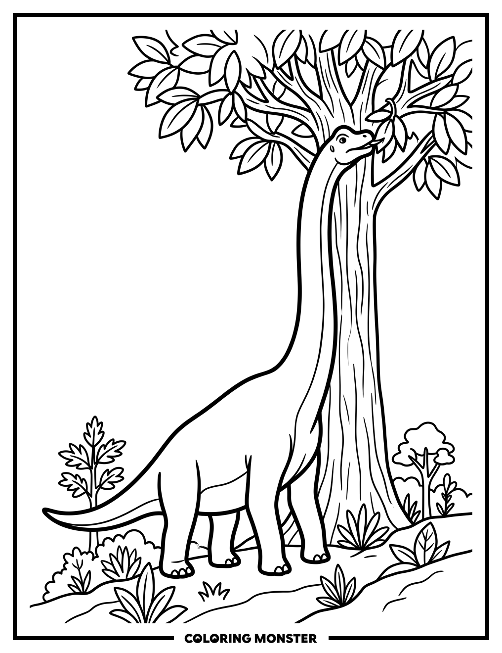 Brachiosaurus Eating Leaves Coloring Page