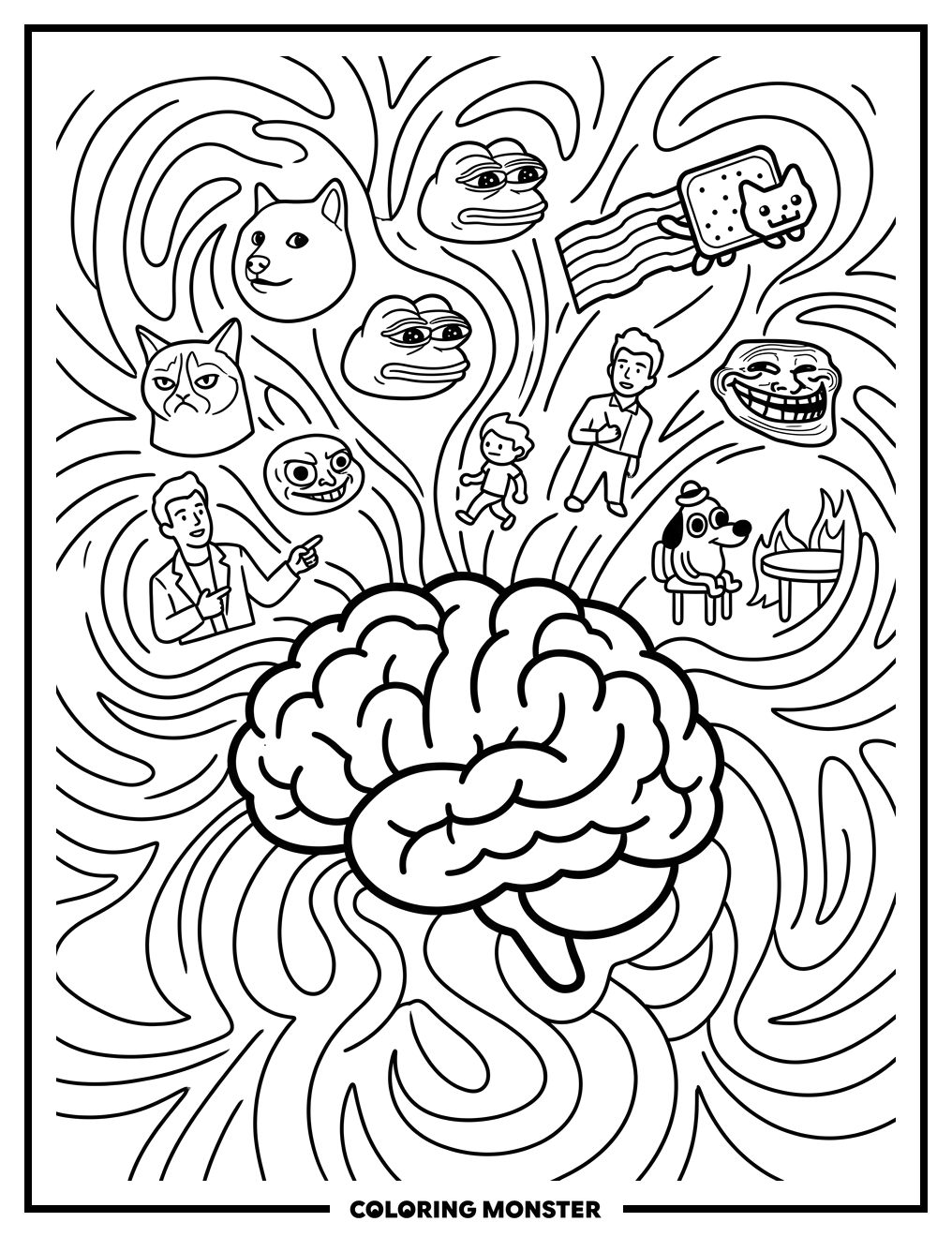 Brain Full Of Memes Coloring Page